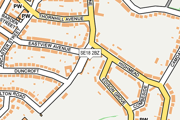 SE18 2BZ map - OS OpenMap – Local (Ordnance Survey)