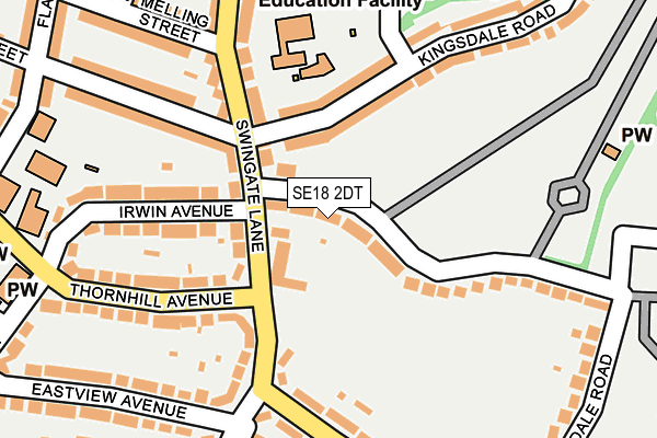 SE18 2DT map - OS OpenMap – Local (Ordnance Survey)