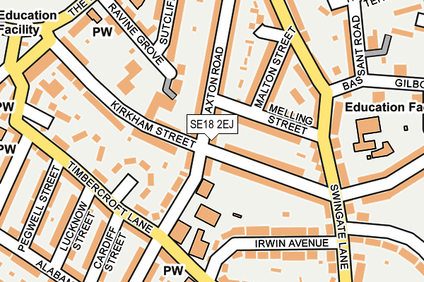 SE18 2EJ map - OS OpenMap – Local (Ordnance Survey)