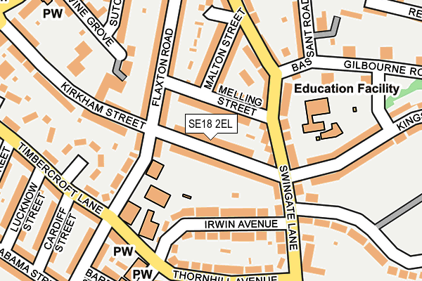 SE18 2EL map - OS OpenMap – Local (Ordnance Survey)