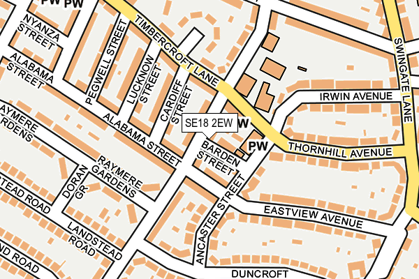 SE18 2EW map - OS OpenMap – Local (Ordnance Survey)