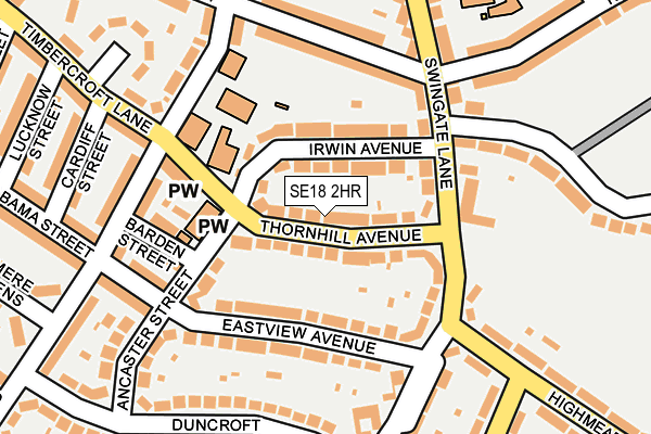 SE18 2HR map - OS OpenMap – Local (Ordnance Survey)
