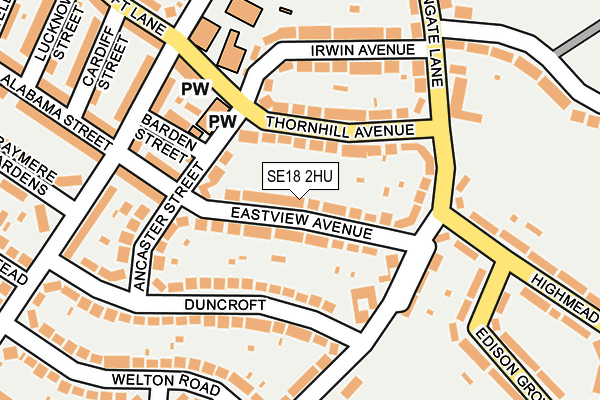 SE18 2HU map - OS OpenMap – Local (Ordnance Survey)