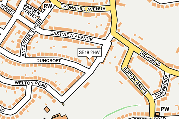 SE18 2HW map - OS OpenMap – Local (Ordnance Survey)