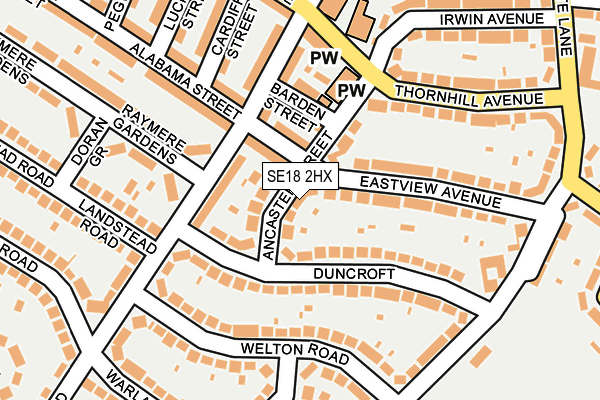 SE18 2HX map - OS OpenMap – Local (Ordnance Survey)