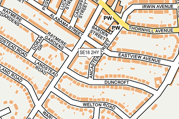 SE18 2HY map - OS OpenMap – Local (Ordnance Survey)