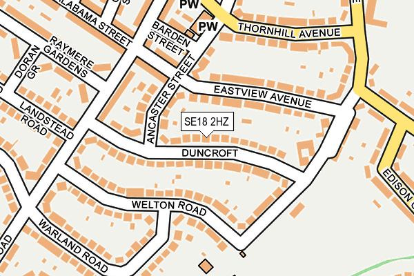 SE18 2HZ map - OS OpenMap – Local (Ordnance Survey)