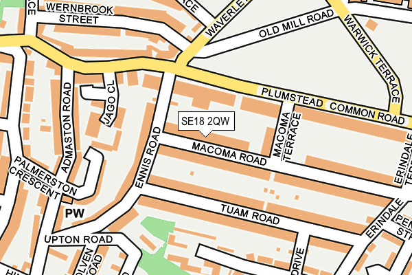 SE18 2QW map - OS OpenMap – Local (Ordnance Survey)