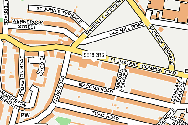 SE18 2RS map - OS OpenMap – Local (Ordnance Survey)
