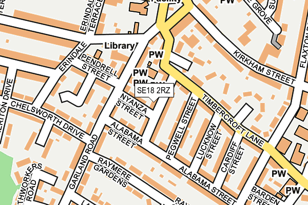 SE18 2RZ map - OS OpenMap – Local (Ordnance Survey)