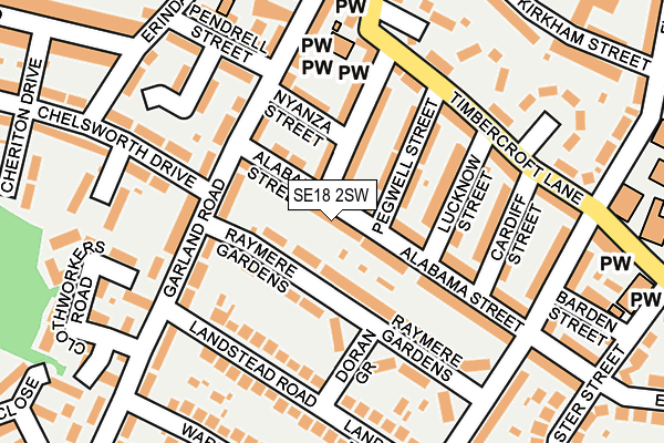 SE18 2SW map - OS OpenMap – Local (Ordnance Survey)