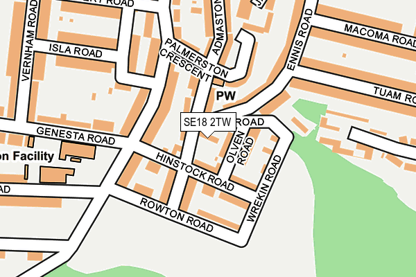 SE18 2TW map - OS OpenMap – Local (Ordnance Survey)