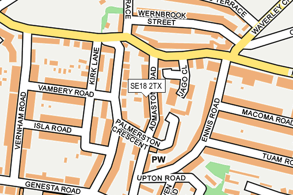 SE18 2TX map - OS OpenMap – Local (Ordnance Survey)