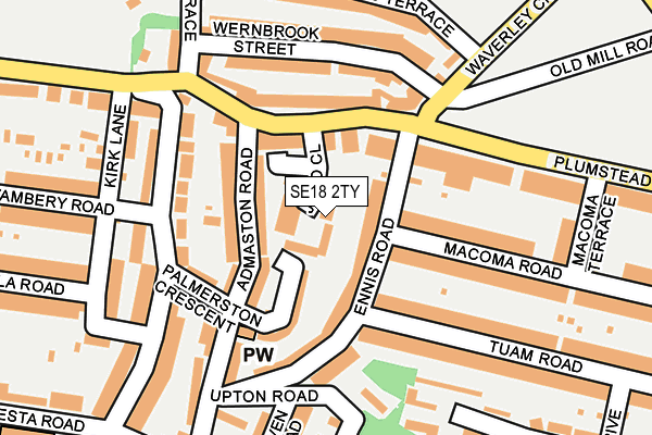 SE18 2TY map - OS OpenMap – Local (Ordnance Survey)