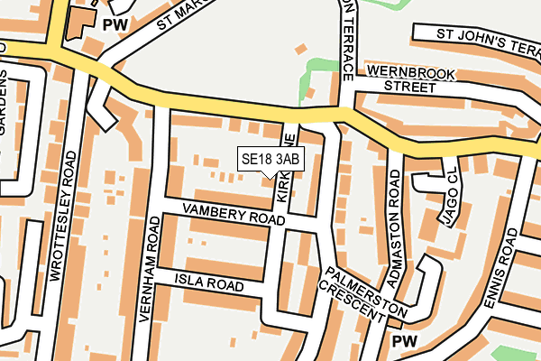 SE18 3AB map - OS OpenMap – Local (Ordnance Survey)
