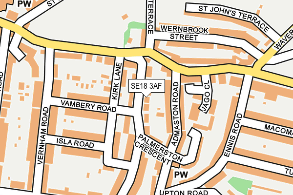 SE18 3AF map - OS OpenMap – Local (Ordnance Survey)