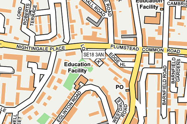 SE18 3AN map - OS OpenMap – Local (Ordnance Survey)