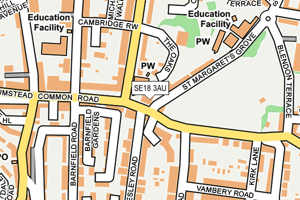 SE18 3AU map - OS OpenMap – Local (Ordnance Survey)