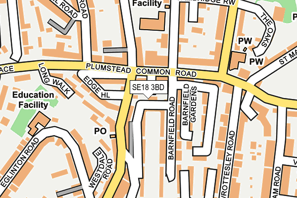 SE18 3BD map - OS OpenMap – Local (Ordnance Survey)
