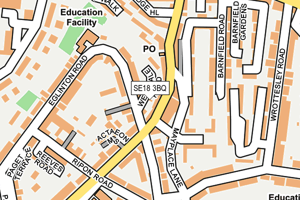 SE18 3BQ map - OS OpenMap – Local (Ordnance Survey)