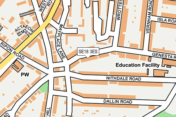 SE18 3ES map - OS OpenMap – Local (Ordnance Survey)