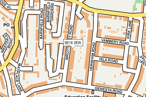 SE18 3EW map - OS OpenMap – Local (Ordnance Survey)
