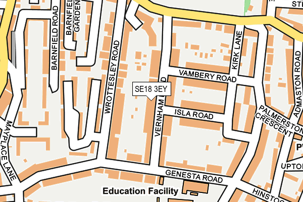 SE18 3EY map - OS OpenMap – Local (Ordnance Survey)