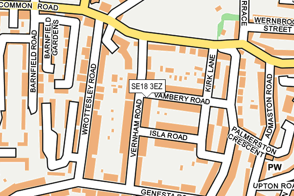 SE18 3EZ map - OS OpenMap – Local (Ordnance Survey)