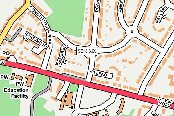 SE18 3JX map - OS OpenMap – Local (Ordnance Survey)