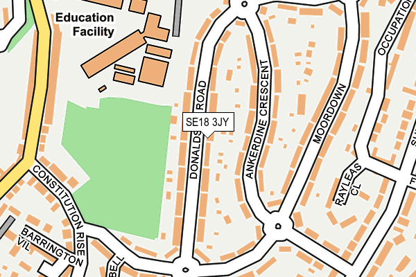 SE18 3JY map - OS OpenMap – Local (Ordnance Survey)