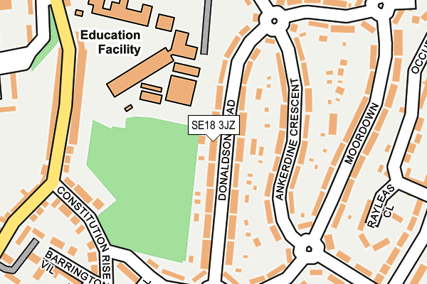 SE18 3JZ map - OS OpenMap – Local (Ordnance Survey)