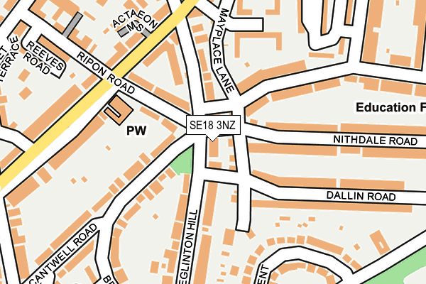 SE18 3NZ map - OS OpenMap – Local (Ordnance Survey)