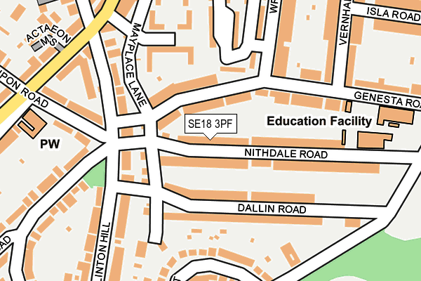 SE18 3PF map - OS OpenMap – Local (Ordnance Survey)