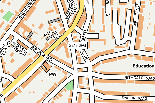 SE18 3PG map - OS OpenMap – Local (Ordnance Survey)