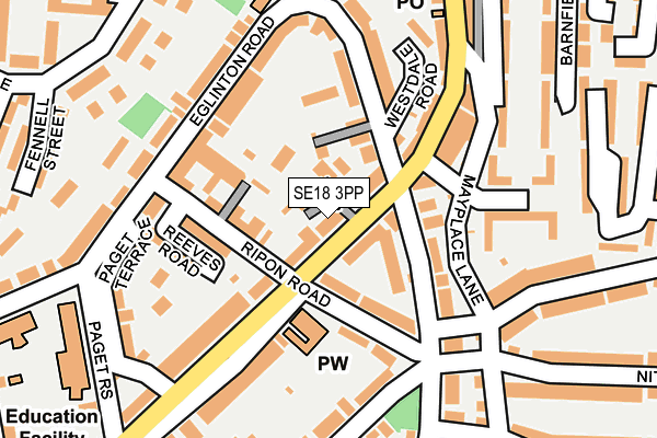 SE18 3PP map - OS OpenMap – Local (Ordnance Survey)