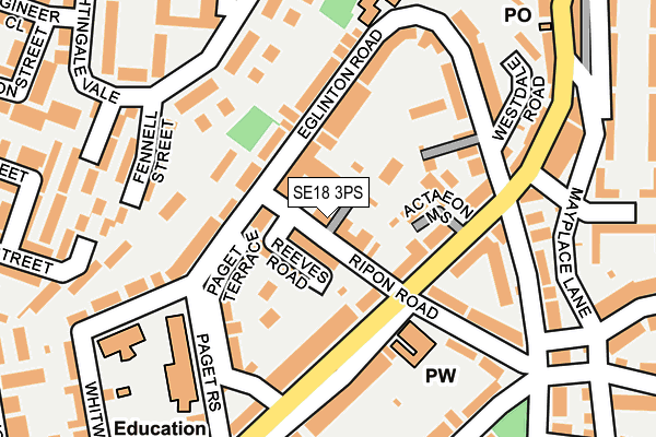SE18 3PS map - OS OpenMap – Local (Ordnance Survey)