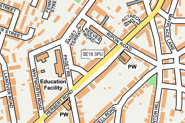 SE18 3PU map - OS OpenMap – Local (Ordnance Survey)