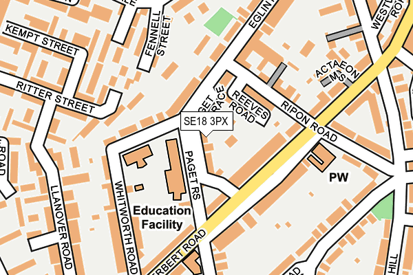 SE18 3PX map - OS OpenMap – Local (Ordnance Survey)