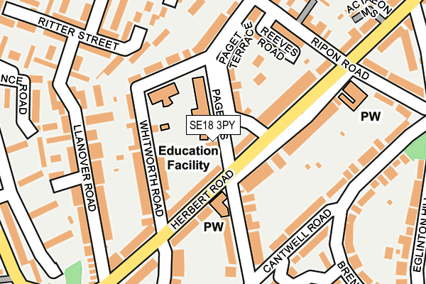 SE18 3PY map - OS OpenMap – Local (Ordnance Survey)