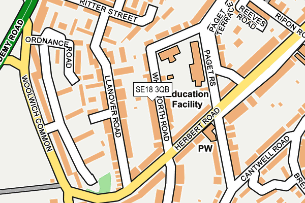SE18 3QB map - OS OpenMap – Local (Ordnance Survey)