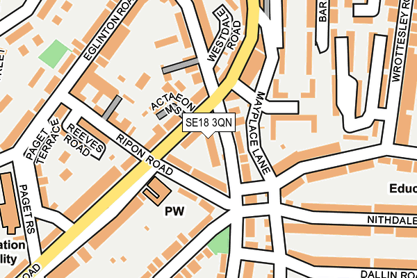 SE18 3QN map - OS OpenMap – Local (Ordnance Survey)