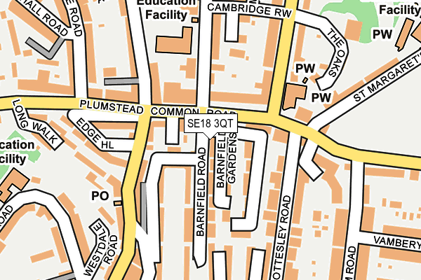 SE18 3QT map - OS OpenMap – Local (Ordnance Survey)