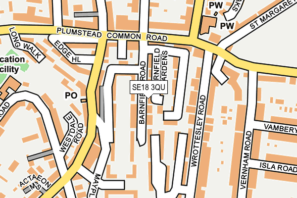SE18 3QU map - OS OpenMap – Local (Ordnance Survey)