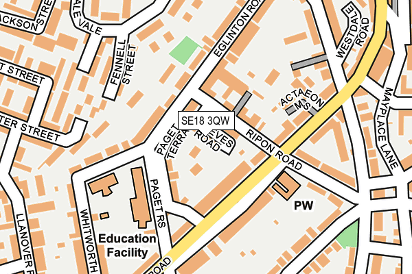 SE18 3QW map - OS OpenMap – Local (Ordnance Survey)
