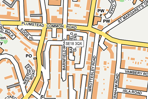 SE18 3QX map - OS OpenMap – Local (Ordnance Survey)