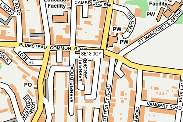 SE18 3QY map - OS OpenMap – Local (Ordnance Survey)