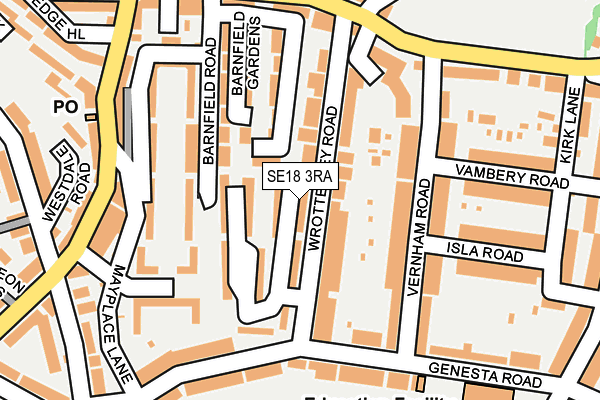 SE18 3RA map - OS OpenMap – Local (Ordnance Survey)