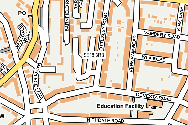 SE18 3RB map - OS OpenMap – Local (Ordnance Survey)