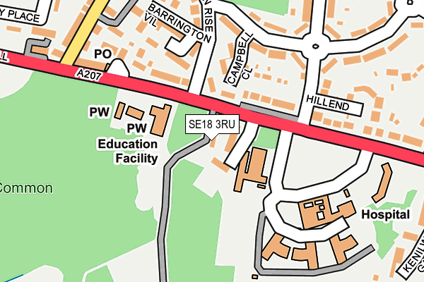 SE18 3RU map - OS OpenMap – Local (Ordnance Survey)