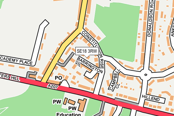 SE18 3RW map - OS OpenMap – Local (Ordnance Survey)